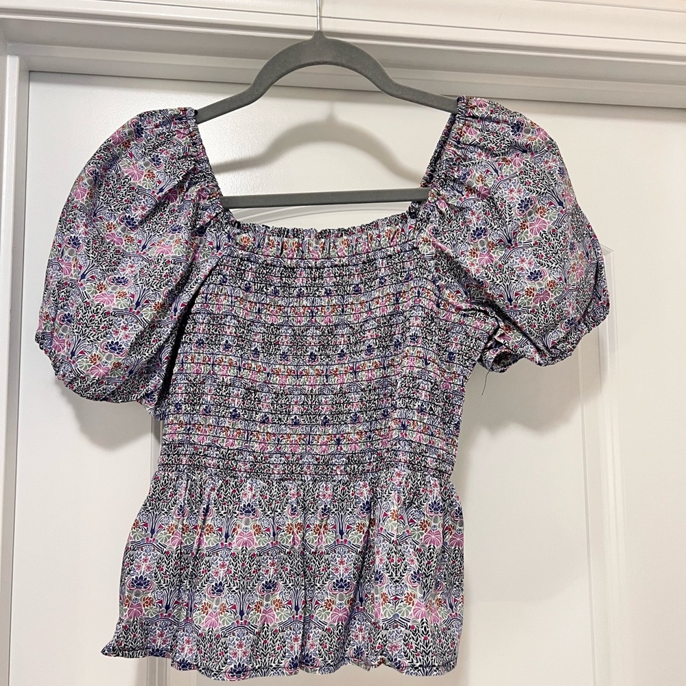 JCrew cap sleeve floral top
